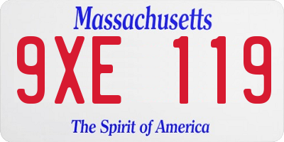 MA license plate 9XE119