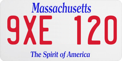 MA license plate 9XE120