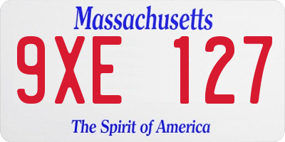 MA license plate 9XE127