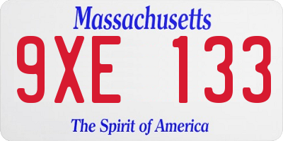 MA license plate 9XE133
