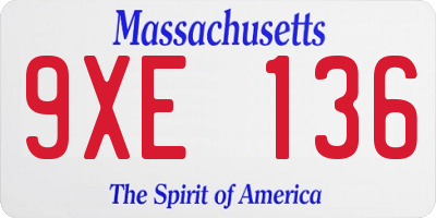 MA license plate 9XE136