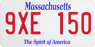MA license plate 9XE150