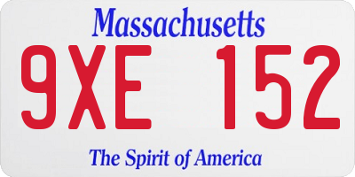 MA license plate 9XE152