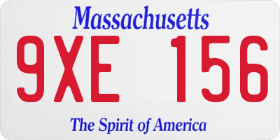 MA license plate 9XE156
