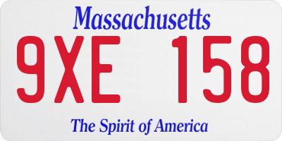 MA license plate 9XE158