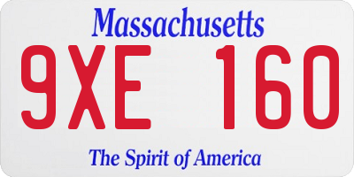MA license plate 9XE160