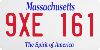 MA license plate 9XE161