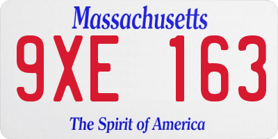 MA license plate 9XE163