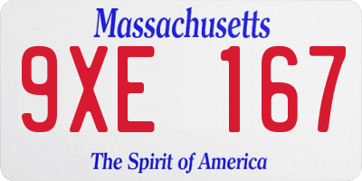 MA license plate 9XE167