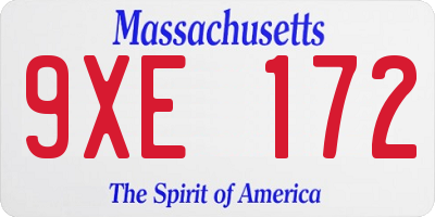 MA license plate 9XE172