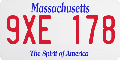 MA license plate 9XE178