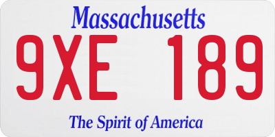MA license plate 9XE189