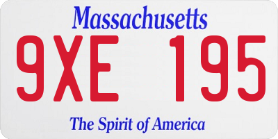 MA license plate 9XE195