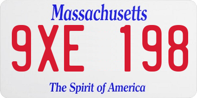 MA license plate 9XE198