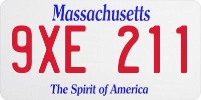 MA license plate 9XE211