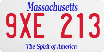 MA license plate 9XE213