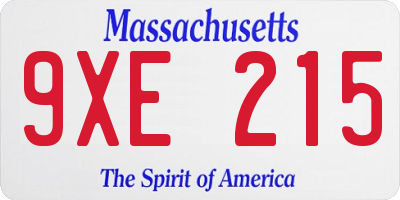 MA license plate 9XE215