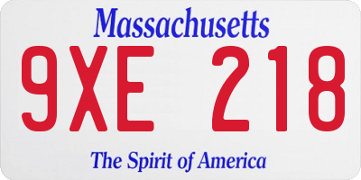 MA license plate 9XE218