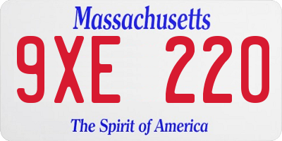 MA license plate 9XE220