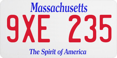 MA license plate 9XE235