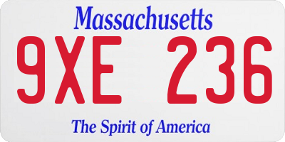 MA license plate 9XE236