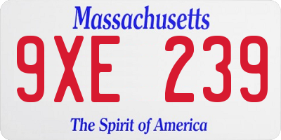 MA license plate 9XE239