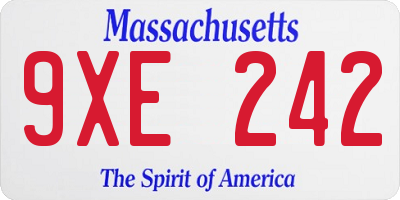 MA license plate 9XE242