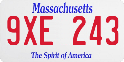 MA license plate 9XE243