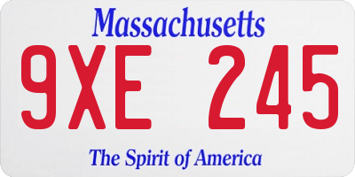 MA license plate 9XE245
