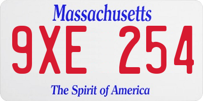 MA license plate 9XE254