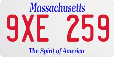 MA license plate 9XE259