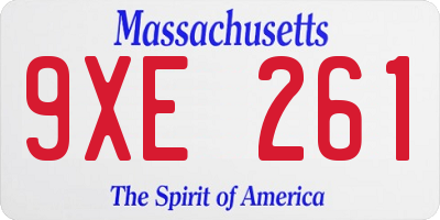 MA license plate 9XE261