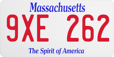MA license plate 9XE262