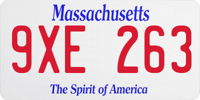 MA license plate 9XE263