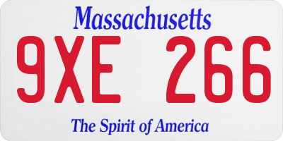 MA license plate 9XE266