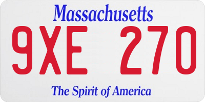 MA license plate 9XE270