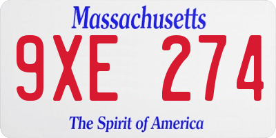 MA license plate 9XE274