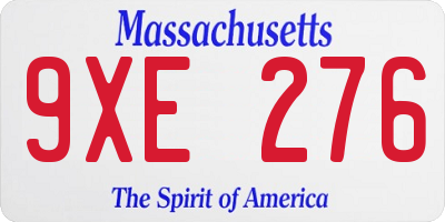 MA license plate 9XE276