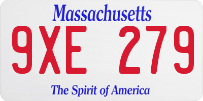 MA license plate 9XE279