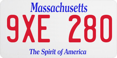 MA license plate 9XE280