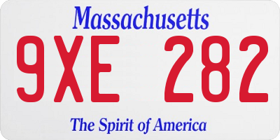 MA license plate 9XE282