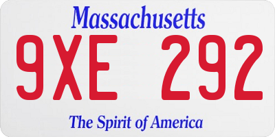 MA license plate 9XE292