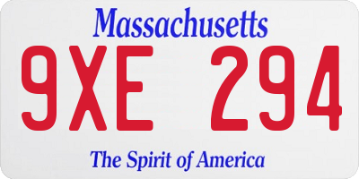 MA license plate 9XE294
