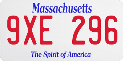 MA license plate 9XE296