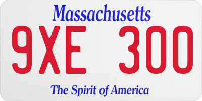 MA license plate 9XE300