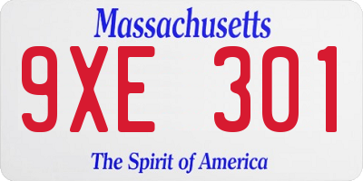 MA license plate 9XE301