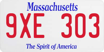 MA license plate 9XE303
