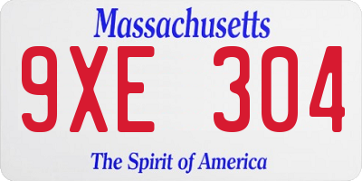 MA license plate 9XE304