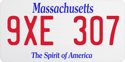 MA license plate 9XE307