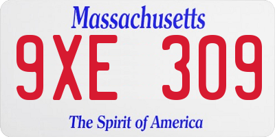 MA license plate 9XE309